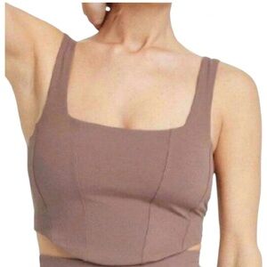 all in motion Mauve Square-Neck Cropped Tank
